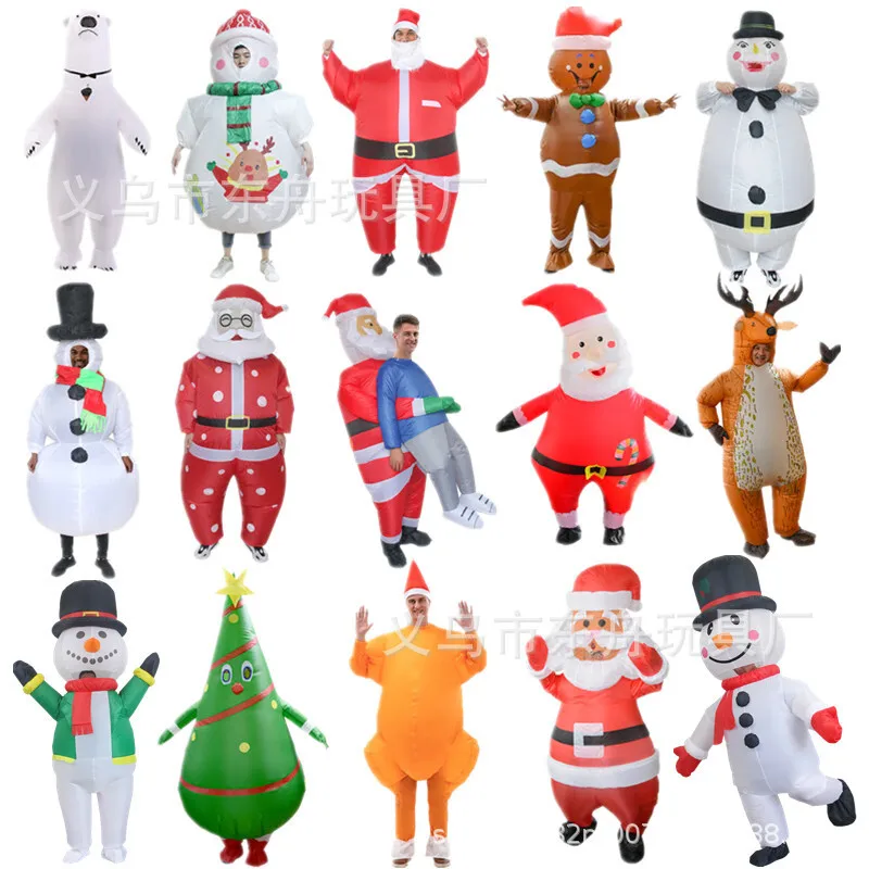 

Halloween Santa Claus Costume Snowman Riding Reindeer Inflatable Suit Carnival Christmas Tree Gingerbread Man Costume