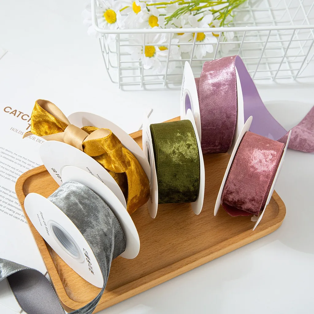 Gift Wrapping Ribbon Soft Decorative Craft Ribbon Holiday Party Ribbon Velvet Ribbons For Wedding Decoration Halloween Hair