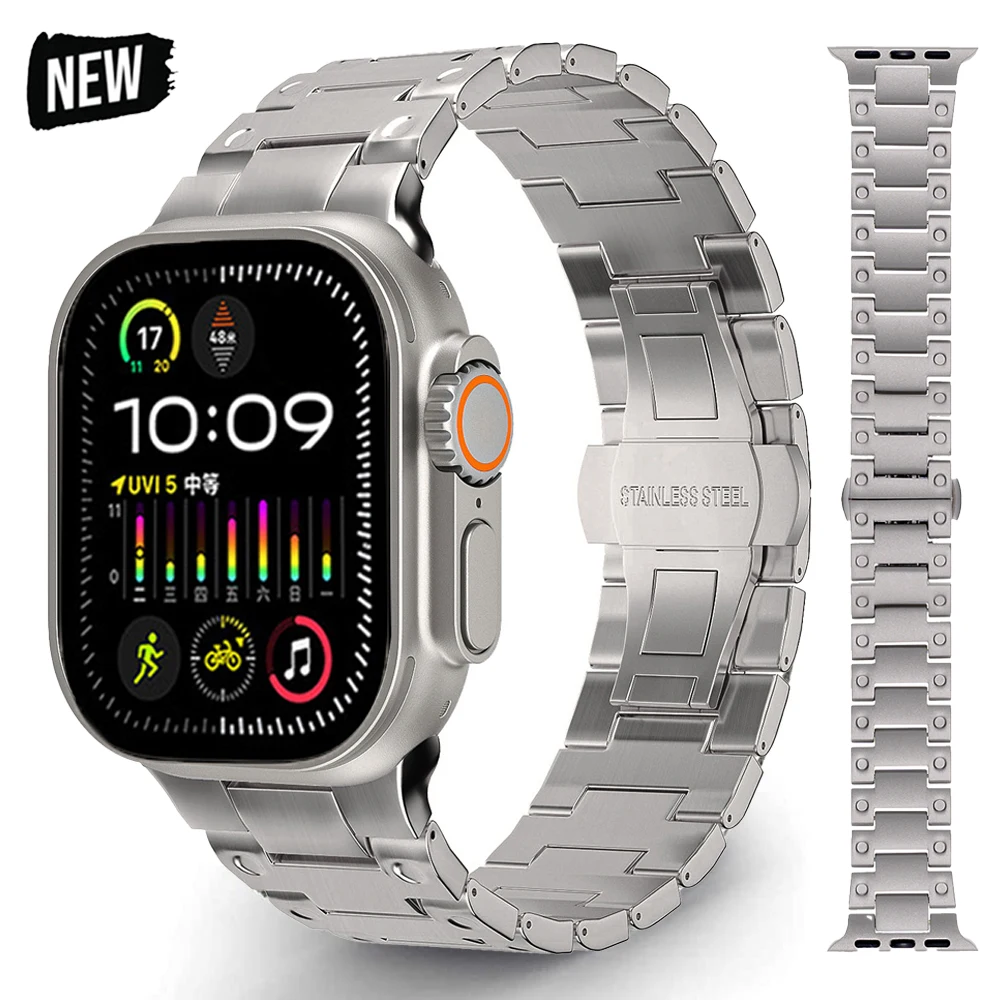 

Ремешок титановый для Apple Watch Ultra, деловой браслет для iWatch Series 9 8 7 6 se 4 5 3 ultra 2, 49 мм 42 44 мм 45 мм