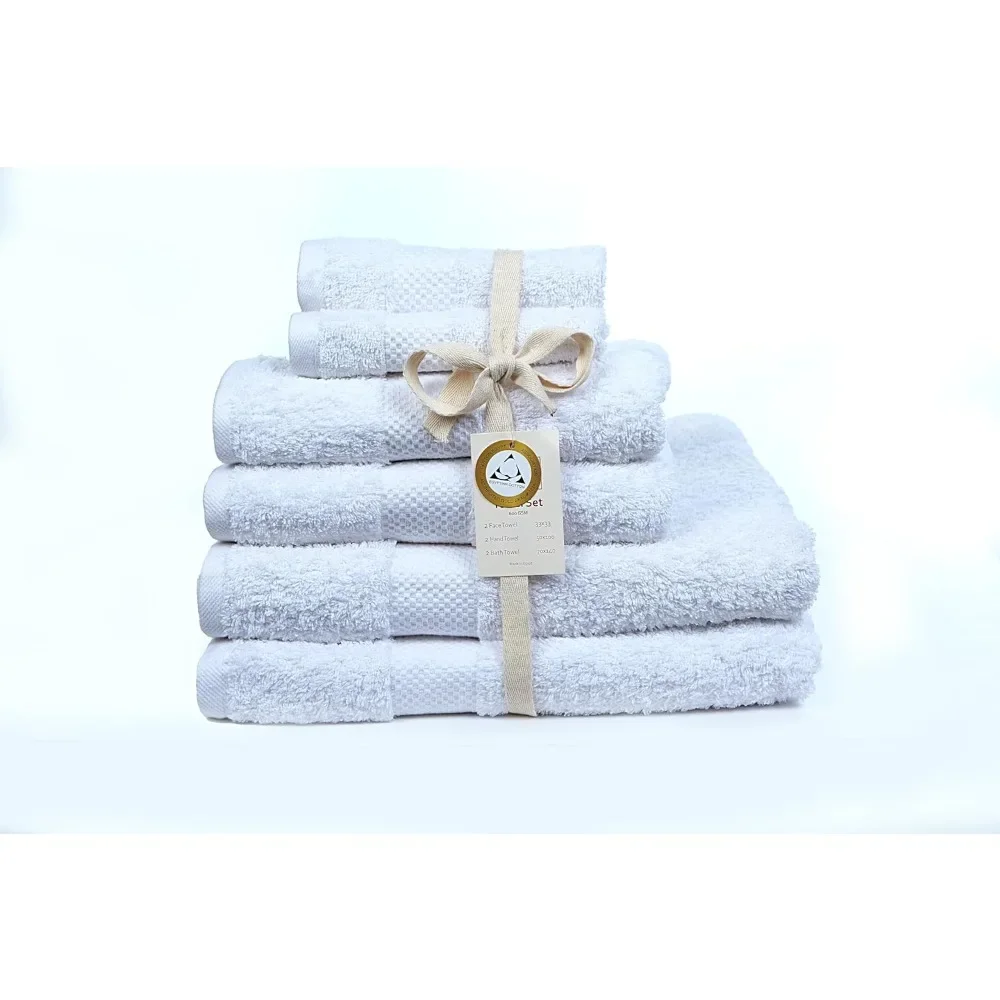 

100% Egyptian Cotton Bath Towels Set of 6 Large & 600 GSM, Genuine Pure, Ultra Soft, Highly Absorbent, Quick Dry, Bathroom Essen