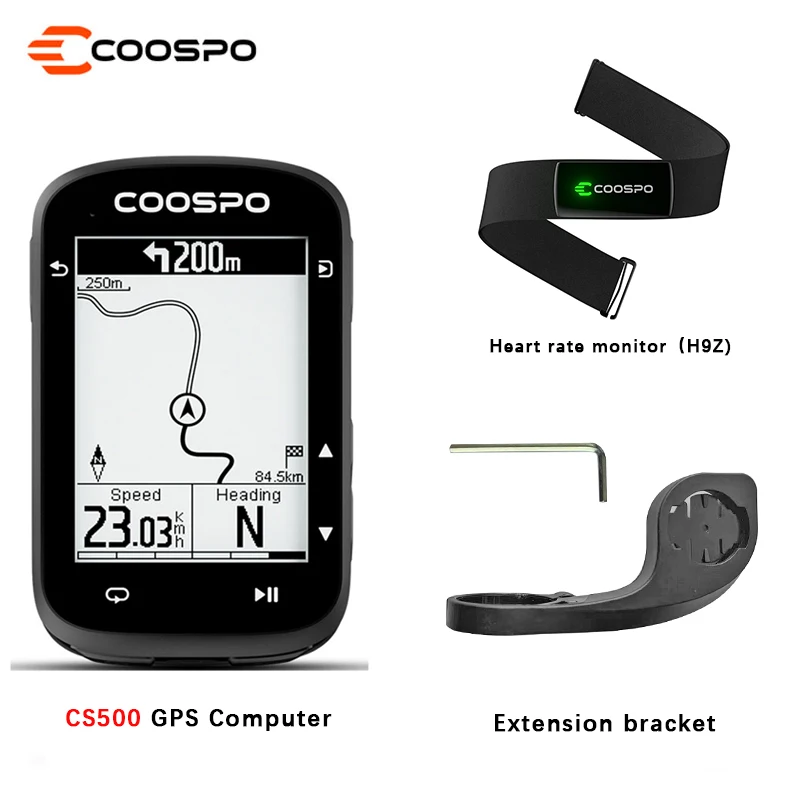 COOSPO CS500 Bike Computer GPS Route Navigation Cycling Odometer Wireless Cycle Stopwatch ANT+ Bluetooth5.0 Bicycle Speedometer