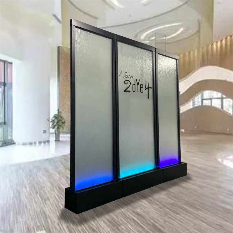 مخصص. حار بيع شلال زجاجي داخلي ميزة نافورة الفولاذ المقاوم للصدأ