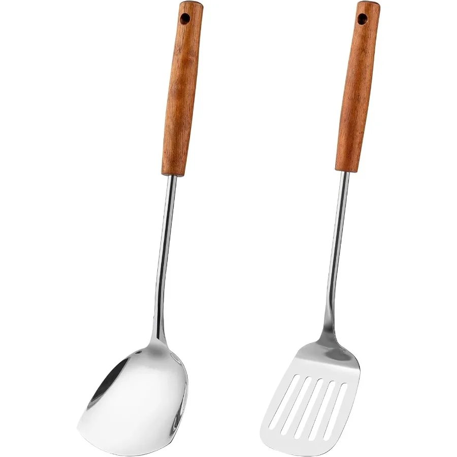 

Spatulas and Turner Set Stainless Steel Wok Tools Wok Utensil Stainless Steel Cooking Utensils 14.615.2" Kitchen Utensils Cookw