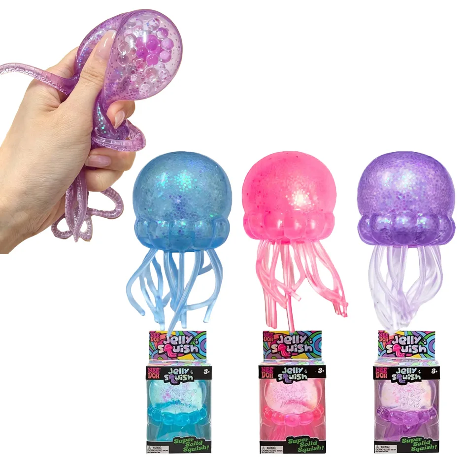 Glitzer-Oktopus Quetschspielzeug Weiches Stressabbau-Fidget-Spielzeug Quetsch-Medusa Kompressions-Entspannungsspielzeug für Kinder und Erwachsene