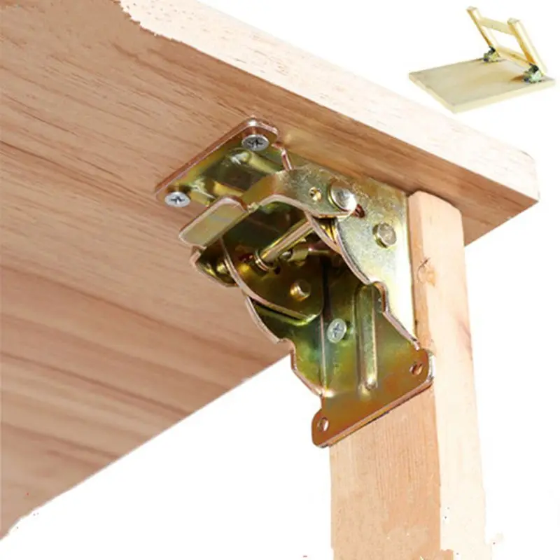 

90 Degrees Folding Table Chair Leg Brackets Hinge Self-locking Folding Bracket Extension Support Hinges Saving Space