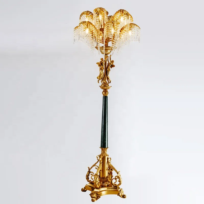 Luxury Floor Lamp Post Modern Floor Lamp High Quality Crystal and Copper Belt Brass Light Emitting Diode