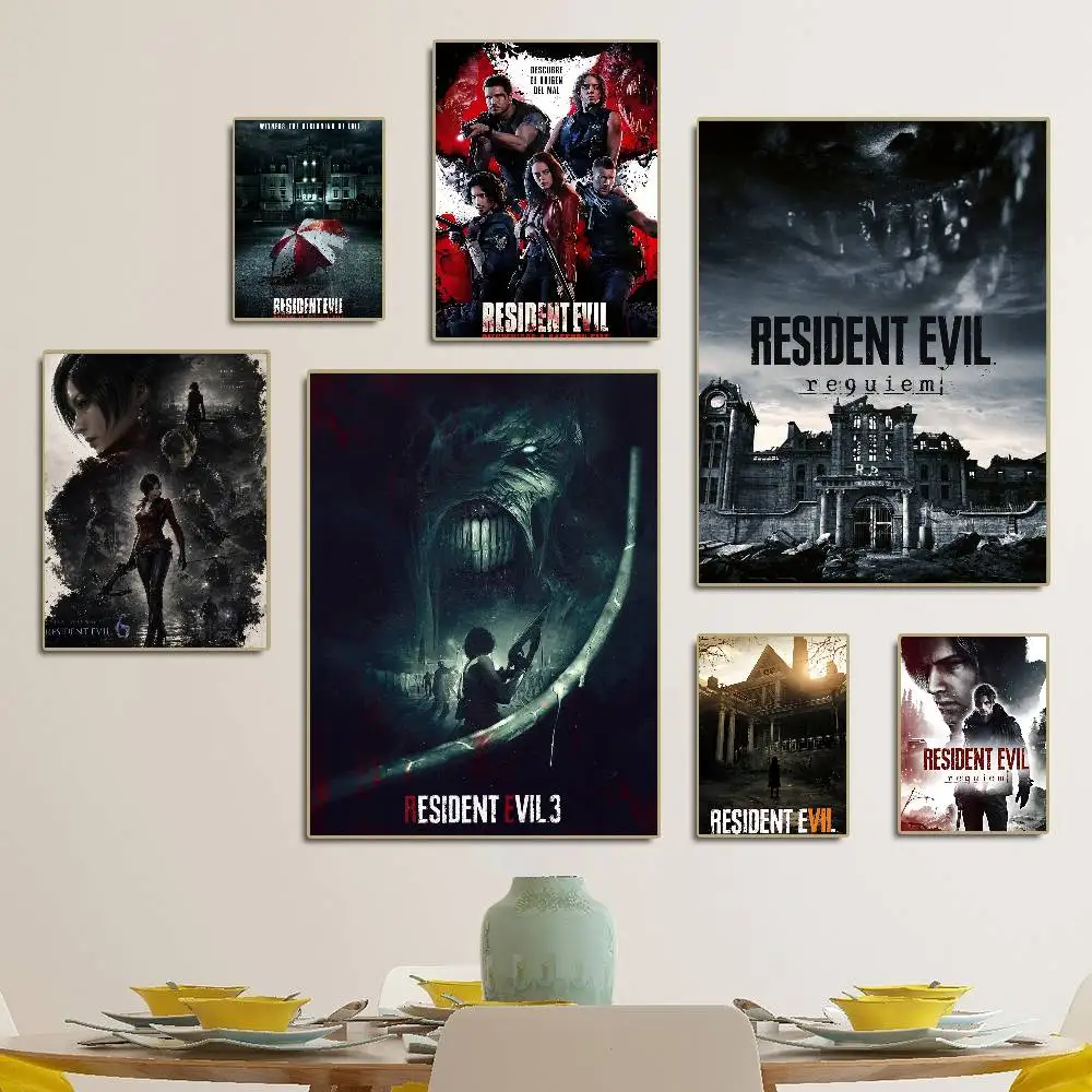 Game R-Resident Evil Anime Posters Sticky HD Quality Wall Art Retro Posters for Home Kawaii Room Decor