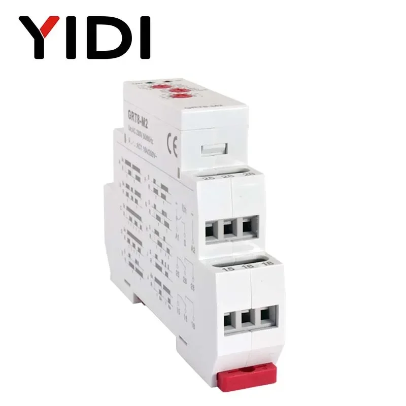 GRT8-M Multifunction Timer Relay 16A 10 Functions DIN Rail Time Delay Relay AC/DC 12V 24V 220V 230V Voltage Options