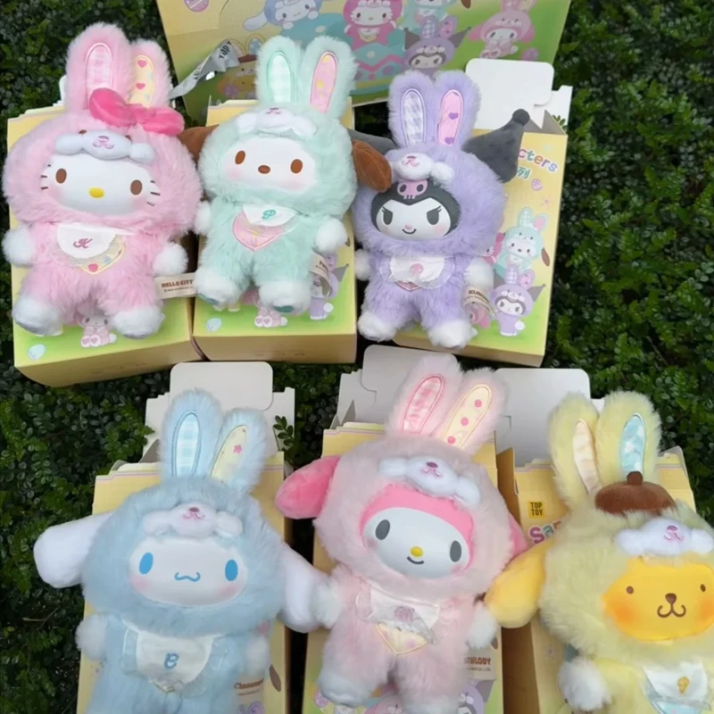 MINISO Blind Box TOP TOY Sanrio Family Elf Bunny Series Vinyl Plush Model Cute Decorative Ornament Children's Toy Birthday Gift