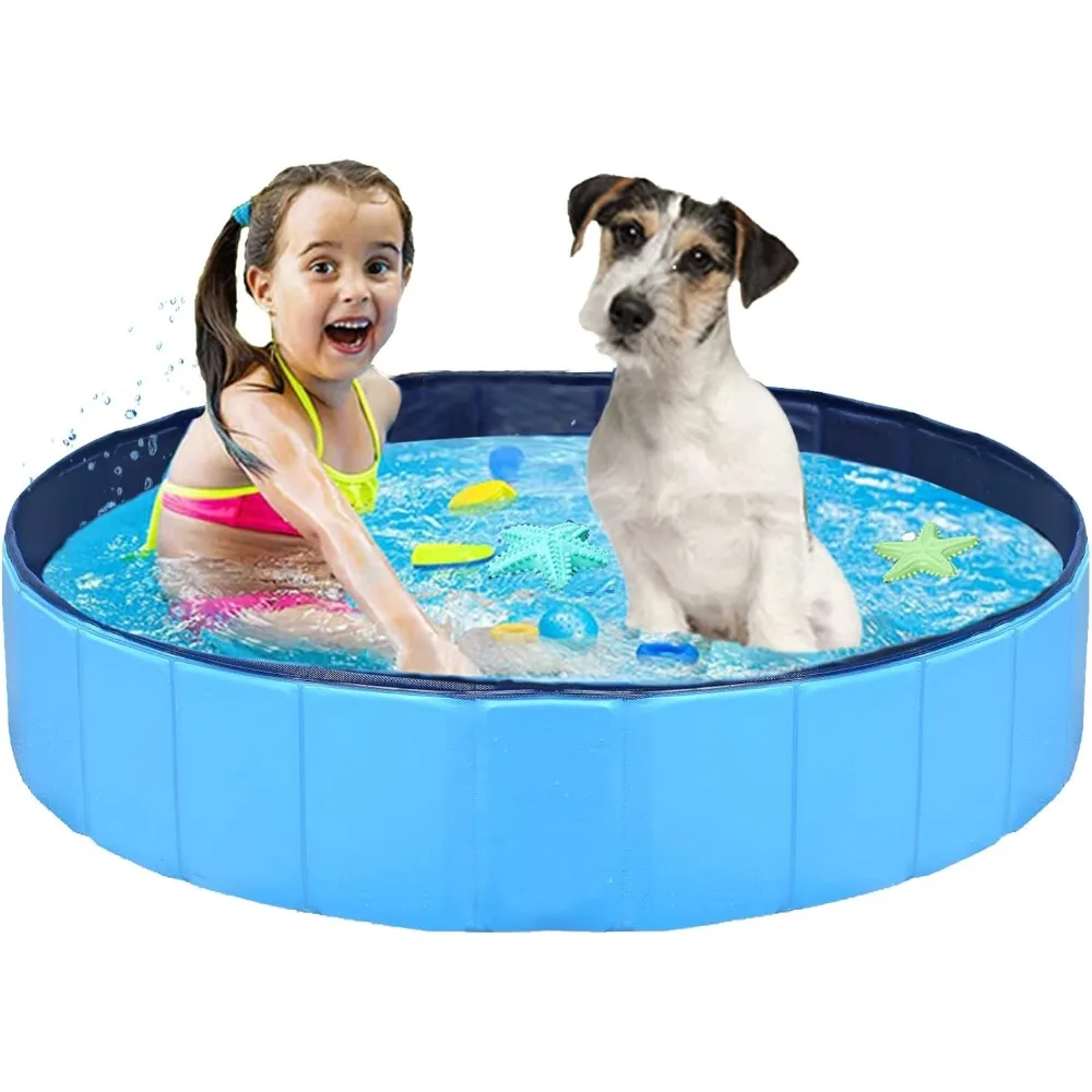 Piscina plegable mejorada para perros y mascotas, piscina acolchada de plástico para niños, bañera para perros grandes y pequeños, plegable a prueba de fugas para exteriores