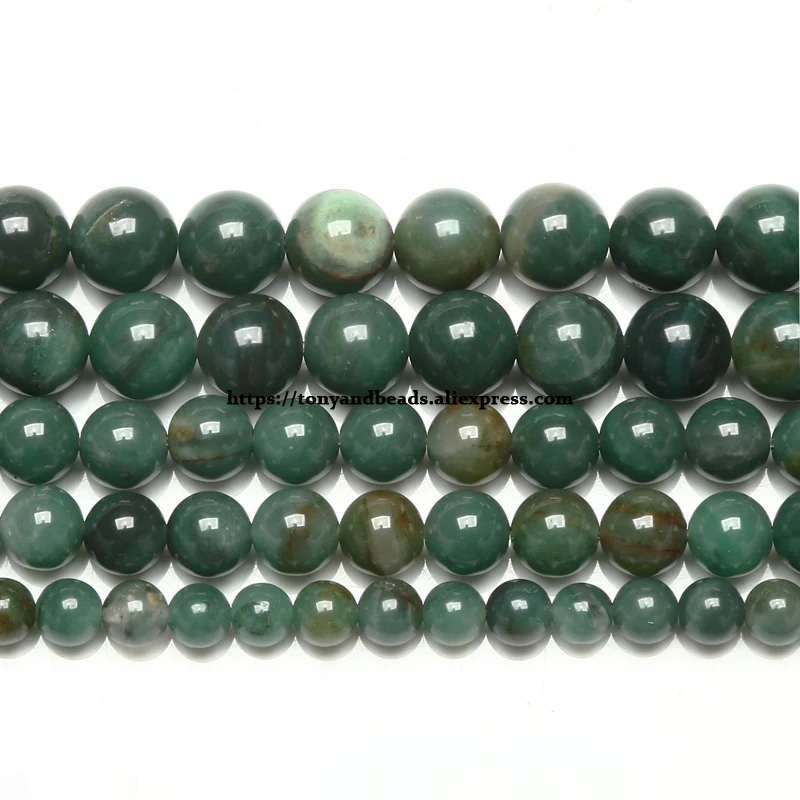 Natural Africa Green Jade Round Loose Beads 4 6 8 10 12MM Pick Size For Jewelry Making