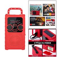 Multifunctional Hand Radio Solar Crank Dynamo Powered AM/FM Radio Emergency LED Flashlight and Power Bank Charger