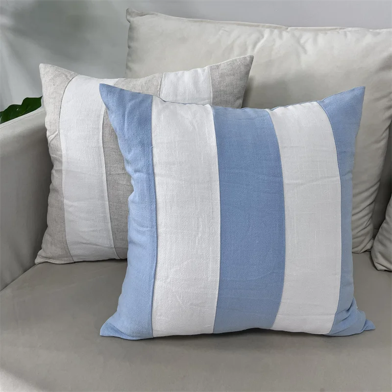 Linen Plain Cushion Cover Striped Pillow Cover Decor Throw Pillowcase From Factory