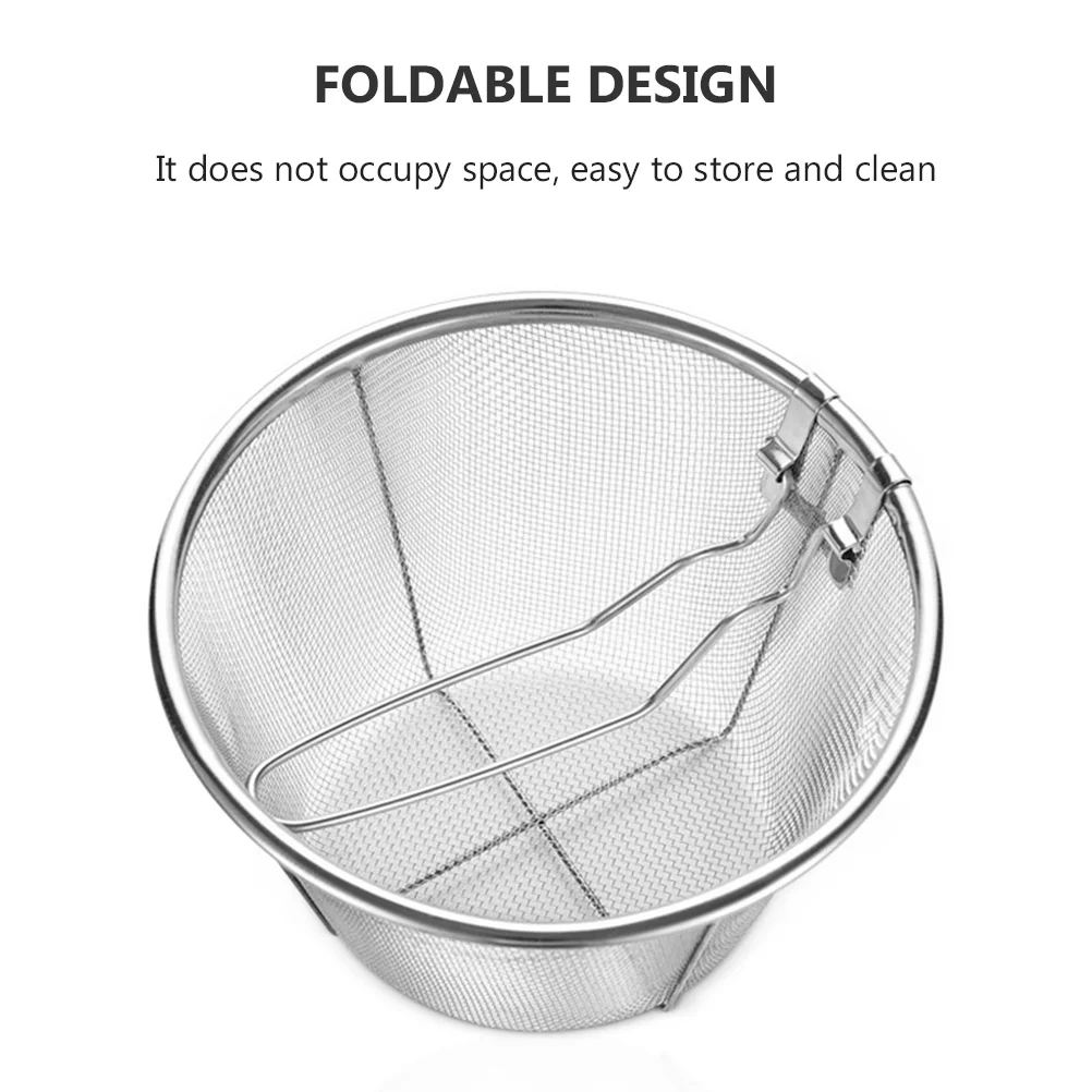 Stainless Steel Frying Basket Chicken Nugget Fried Dish Pan Iron Wire Food Colander with Long Handle Tool Dad Hot Pot