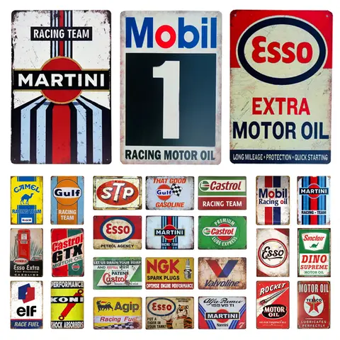 Motor Olja Gas Metallskyltar Esso STP Väggkonst Poster Plakett Vintage Järnmålning Dekoration för Man Cave Café Garage Klubb Bar 10 best sales dekorativ plakett - №3
