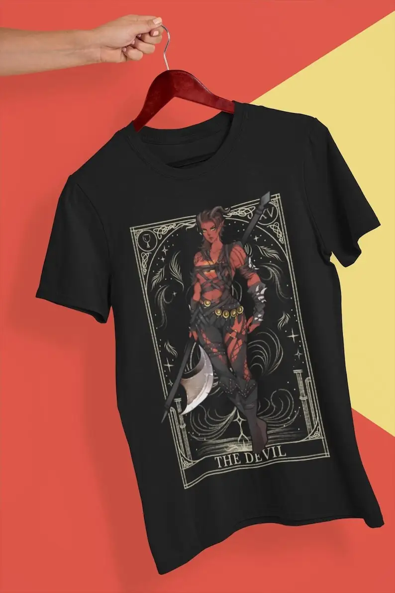 Baldurs Gate 3 Karlach Tarot Card Tee Gamer Unisex Shirt D&D Fan Gift Baldurs Gate Video Game Apparel RPG Player Shirt