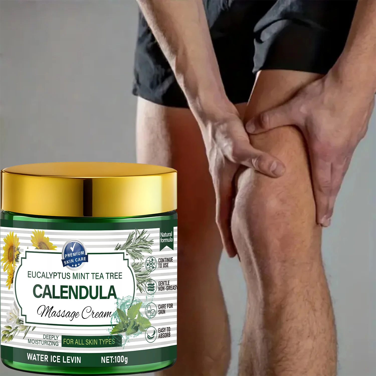 Eukalyptus-Minze-Teebaum-Calendula-Massagecreme mit Retinol und Niacinamid – beruhigende Körperpflege