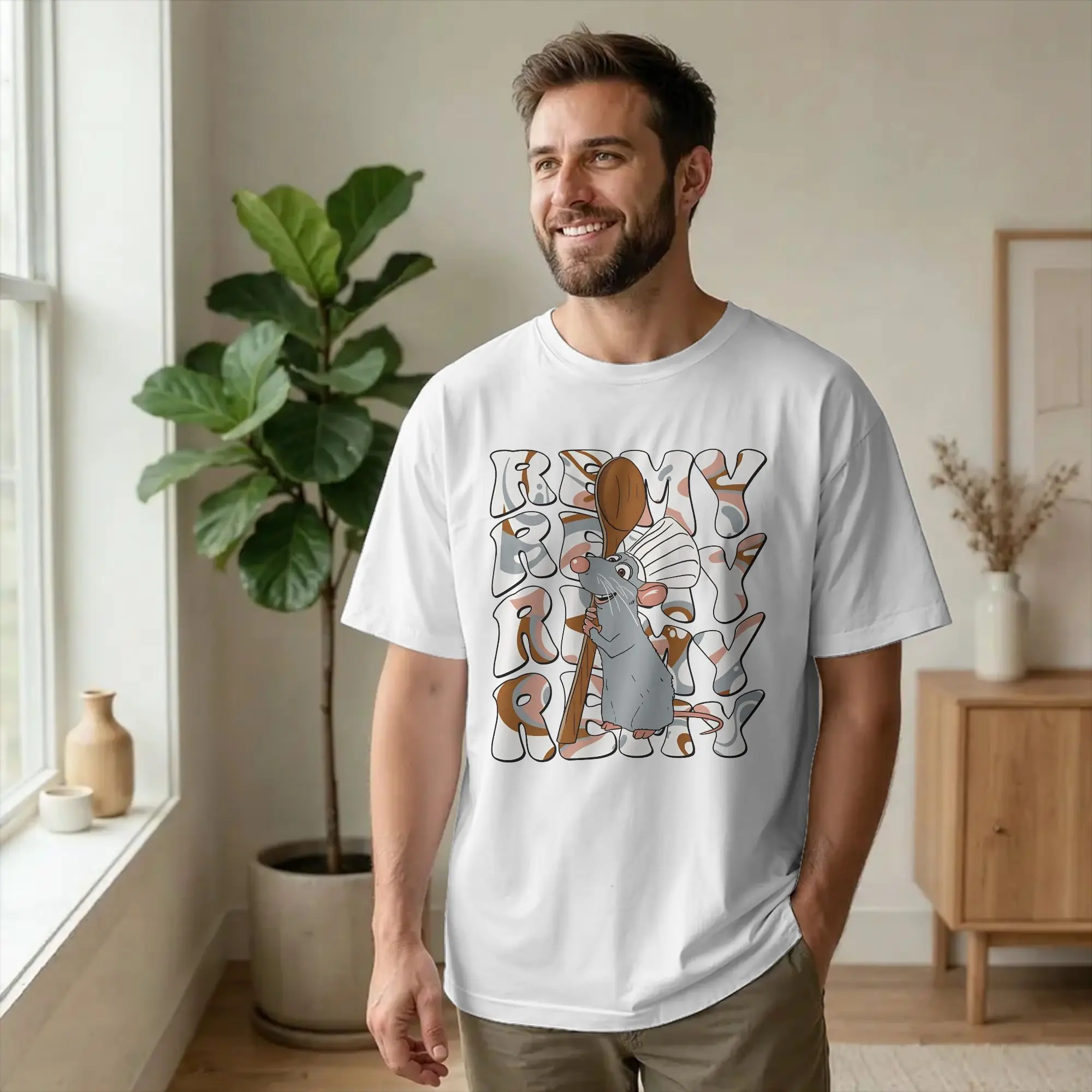 Chef Remy  T Shirts for Men Women Cotton Vintage T-Shirt Crew Neck Ratatouilles Tee Shirt Short Sleeve Clothes 4XL 5XL