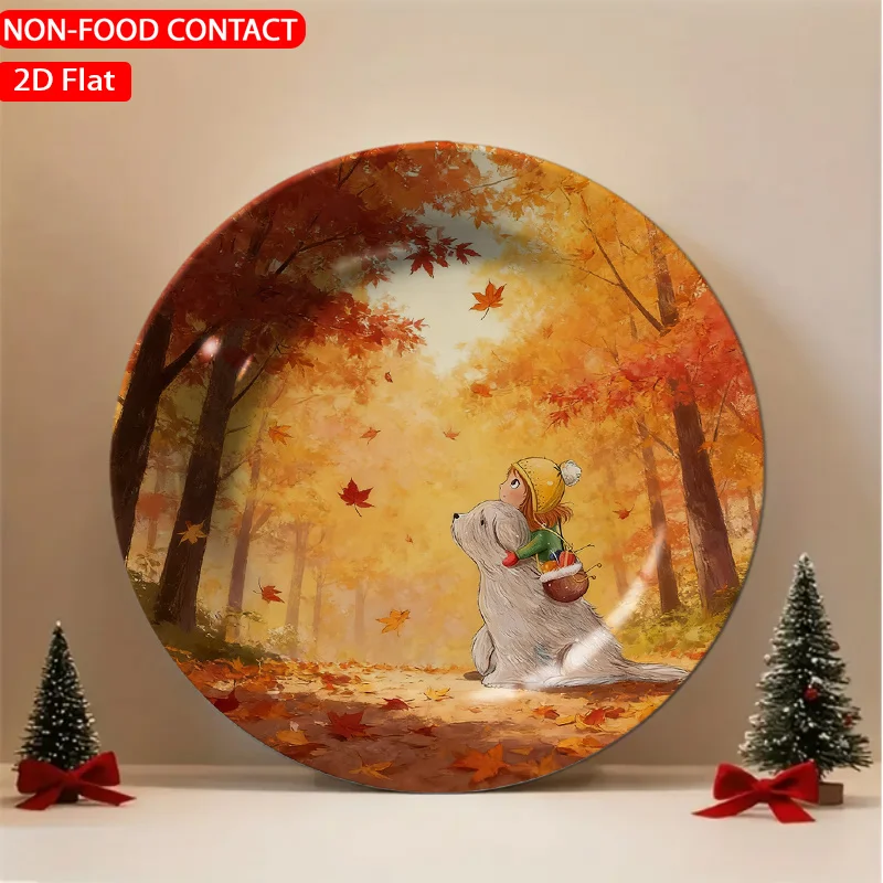 1pc Retro Ceramic Plate with Vintage Dog - Non-Food Contact Suitable for Home Desk Decor, Elegant Table Centerpiece for Living