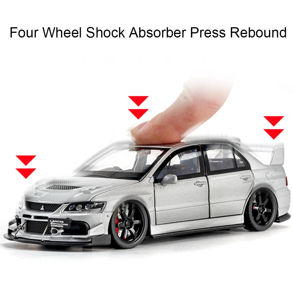 1:32 スポーツカー三菱ランサーエボリューションモデルおもちゃ金属ダイキャストスーパーカープルバック 6 ドアオープンサウンドライトボーイズプレゼント