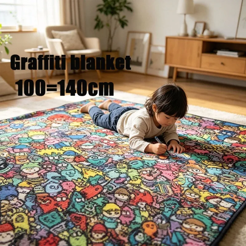 Children's Painting Graffiti Blanket DIY Washable Graffiti Coloring Blanket for Kids DIY Art Mat Parent Child Activity Gift