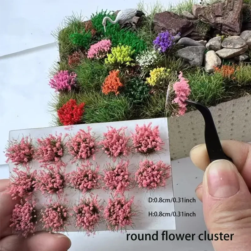 15 Teile/schachtel Höhe 8MM Miniatur Blume Cluster Vegetation Gruppen Gras Büschel Statische Landschaft Modell Gelände Dekoration Materialien
