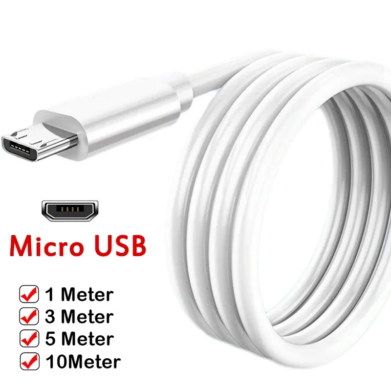 1/3/5/10M Micro Usb Verlengkabel Data Sync Usb Lader Kabel Voor Android Telefoon Tablet Camera Ultra Lange Micro Usb Oplaadkabel