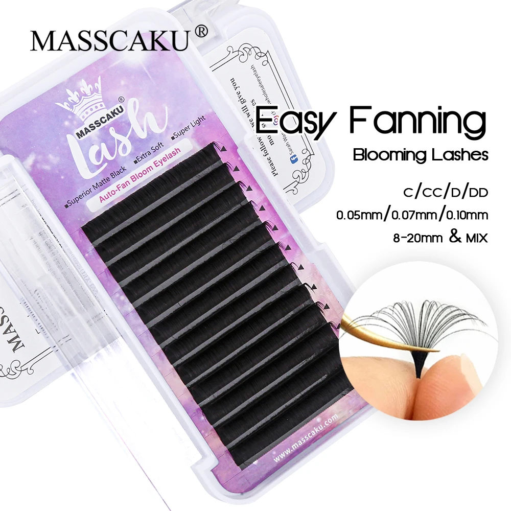 

New Design Premium Material Easy Fanning Lashes 8-17mm Single and Mixed Length Russian Volume Faux Mink Eyelashes Extensions