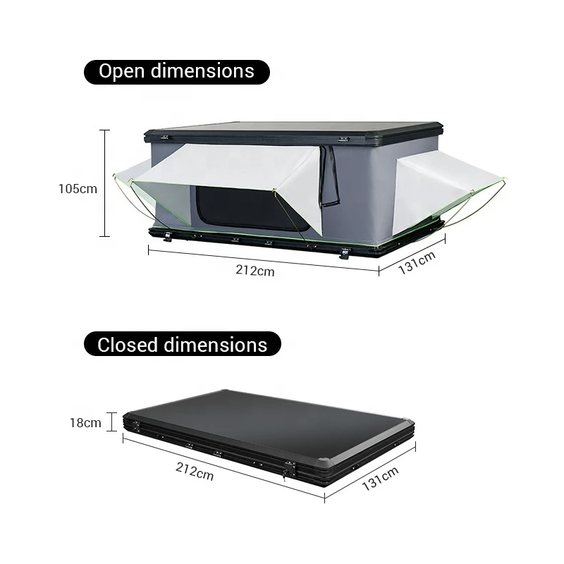 Premium Aluminum Hardshell Car Roof Top Tent, Large Space Four-Season Quick Automatic Pop-Up, One Bedroom Outdoor Camping Access