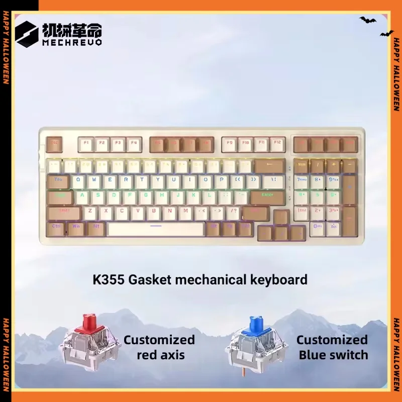 Mechrevo K355 Wired Office Keyboard Silent Filling 98 Key Wired Gasket  Dual Abs Keycap Office Keyboard Gaming Keyboard