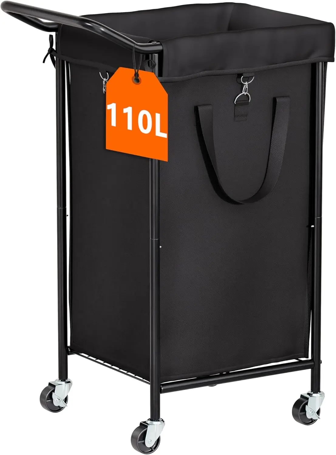 

110L Laundry Basket with Wheels, Rolling Laundry Hamper with Metal Frame and Removable Bag, Dirty Clothes Hampers for Be