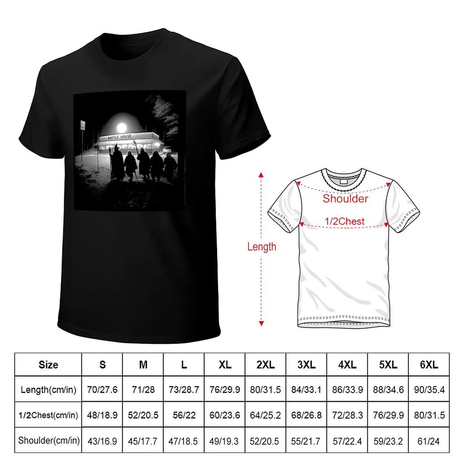 A group of wizards visit a waffle house T-Shirt Casual Fashion Print Tee Top