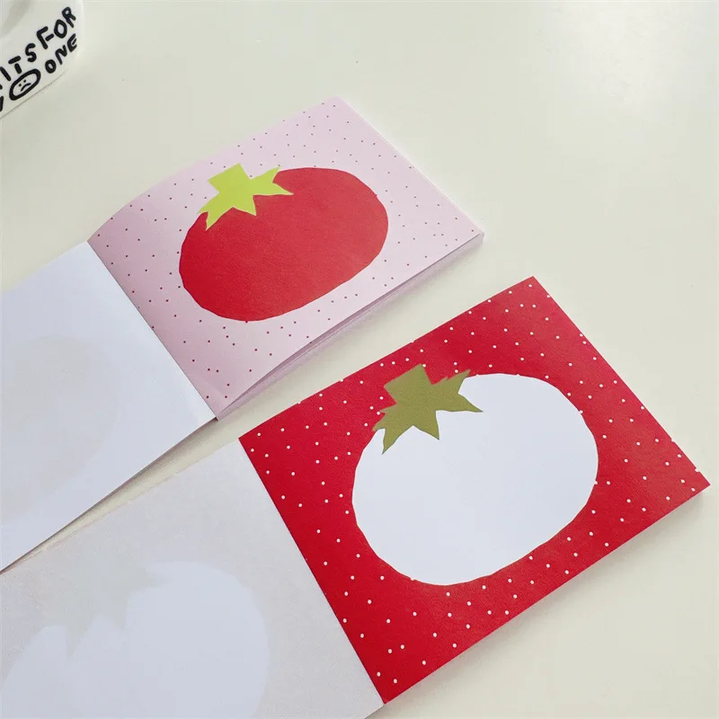 50sheets Korean INS Retro Cartoon Tomato Memo Pad Journal Stationery Wall Deco Message Paper To-do List Easy Tear Pocket Notepad