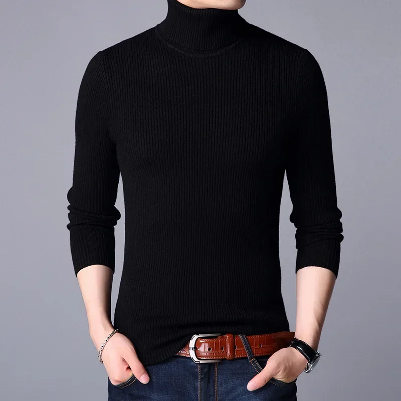 Autumn Winter Men's Turtleneck Sweater Men's Knitting Pullovers Rollneck Knitted Sweater Warm Men Jumper Slim Fit Casual Sweater