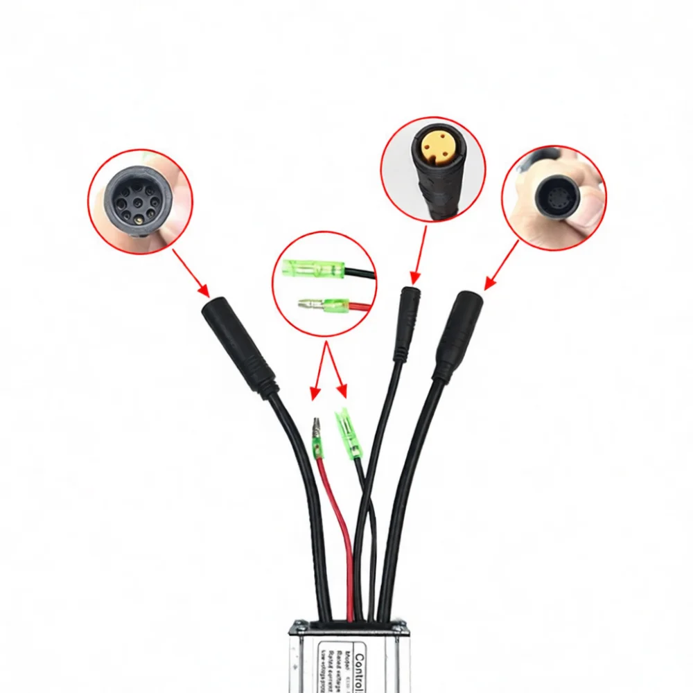 Electric Mountain Bike Controller 36V 48V 15A 6 Mosfet Square Wave Driver Waterproof Plug Ebike Power System Assembly