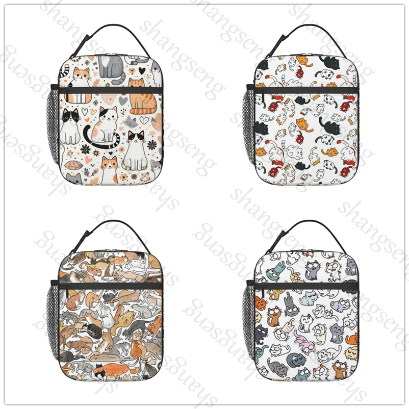 

Cute Dog Cat Print Lunch Bag insulated bag,student thickened waterproof Bento Bag Outdoor Travel Ice Pack, Picnic Bag