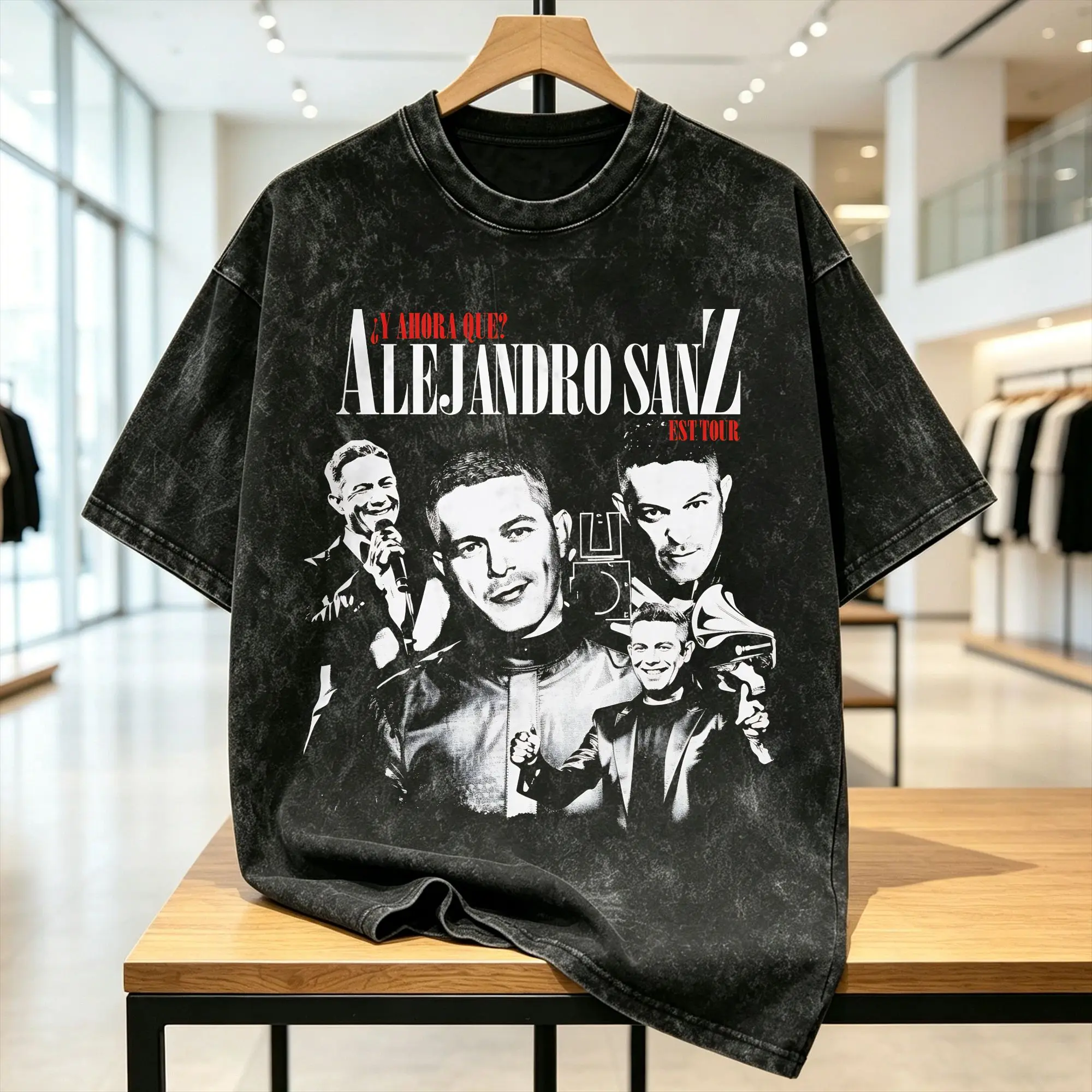 Alejandro Sanzs T Shirt Men's  Cotton Vintage T-Shirt Crew Neck Spanish 2026 Tour Tees Short Sleeve Tops Plus Size