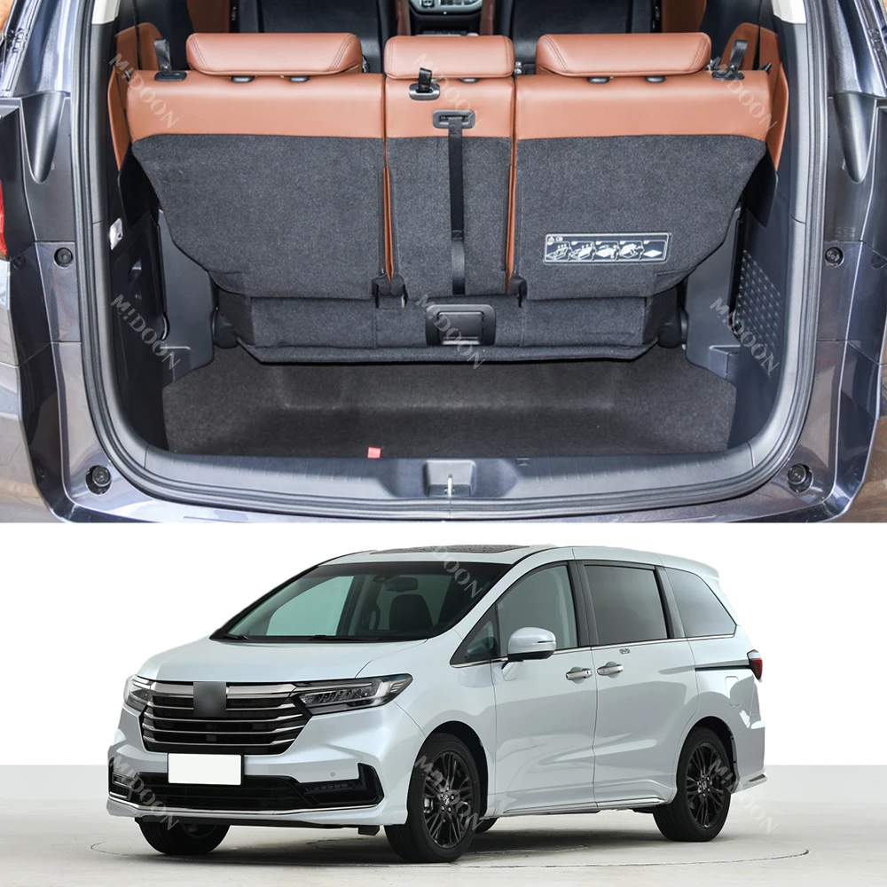 MIDOON For Honda Odyssey 7-seat 2015-2026 Car Trunk Mat Cargo Liner PU Leather Full Cover Waterproof Interior Accessories