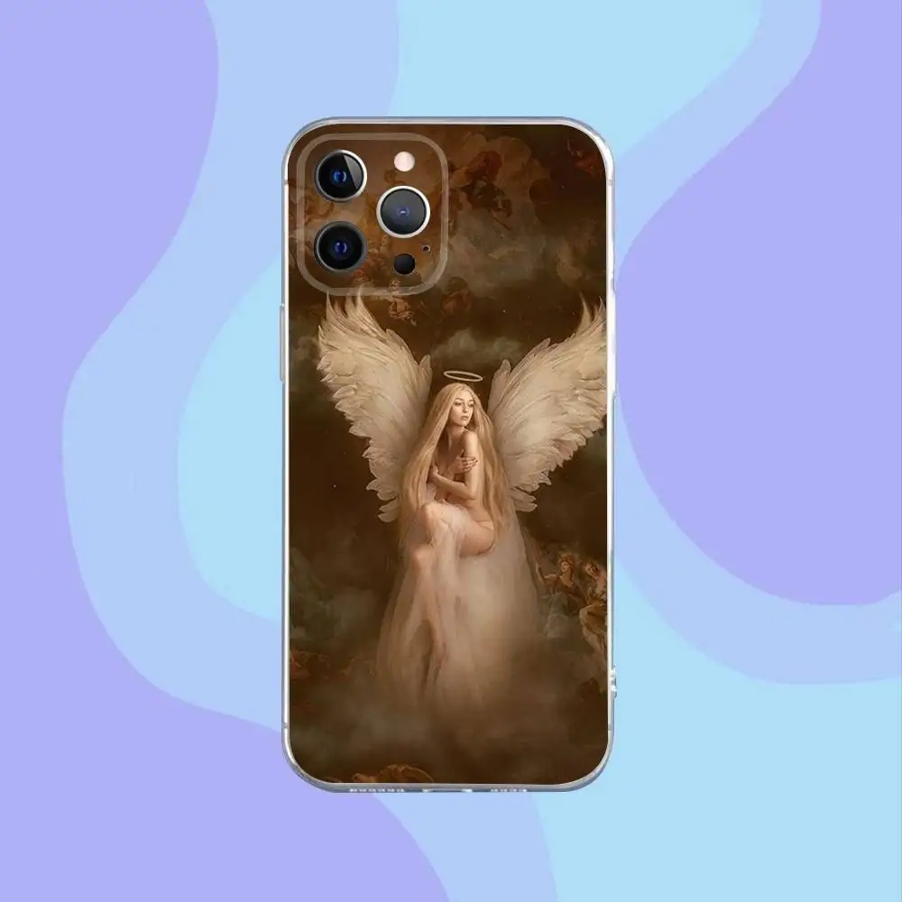 Чехол для телефона Fantasy Angel Girl Wings для iPhone 16,15,14,13,12,11 Pro, Max, Plus, X, XS, XR, SE, мини-прозрачный силиконовый мягкий чехол