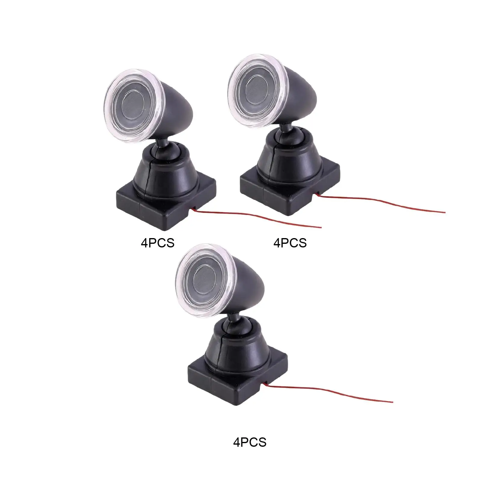 

Набор из 4 миниатюрных прожекторов для моделей, реквизит для макетов, маленькие миниатюрные сценические прожекторы для DIY-микроландшафтов 1/87 1/65