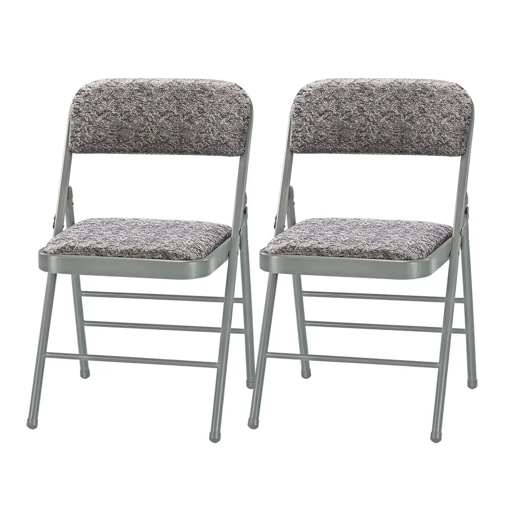 

Steel Frame Foam Padded Folding Chairs Indoor Outdoor 2-Pack Fabric Gray Custom