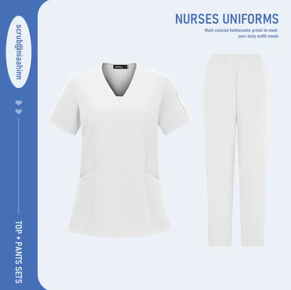 Tute infermieristiche Abbigliamento chirurgico Uniforme medica Set scrub per donna Accessori per medico infermiere Set scrub per clinica odontoiatrica Abbigliamento da lavoro