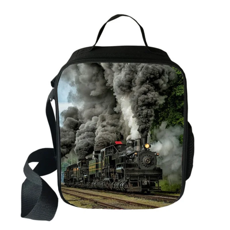 

Cartoon Novelty Student Crossbody train Lunchbox Thermal insulation Food Lunch Bag 3D Printed Picnic Insulated Handbags Ice Bags