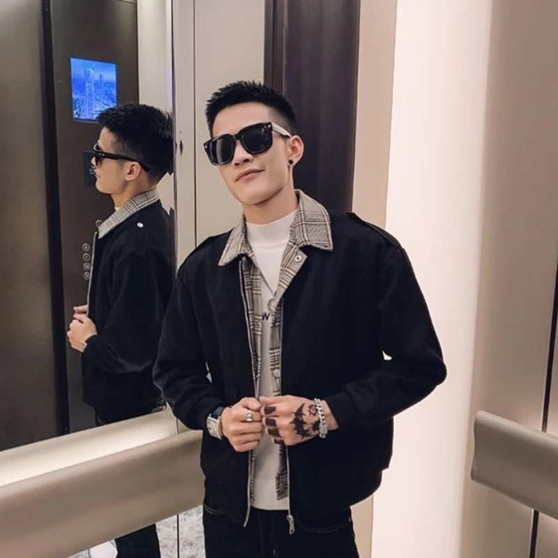 

Мужская осенне-зимняя куртка 2025 года, корейский острый псевдо-блейзер с чистым кроем, свободный силуэт для повседневной носки