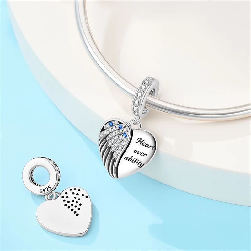 

Hot Sales 925 Sterling Silver Heart Over Ability Charms Beads Fit Original Bracelet DIY For Women Birthday Popular Jewelry Gifts