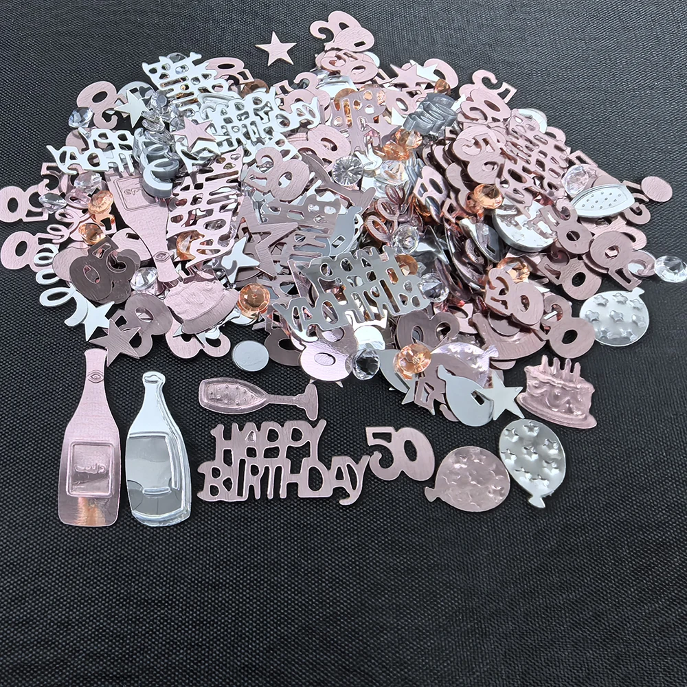 Roségold, rosa, silberfarben, digitaler Glitzer-Trümmer, 16., 18., 30., 40., 50., 60. Mädchen, Jungen, Männer, Frauen, Geburtstagsparty, Konfetti-Dekoration – Detail 7