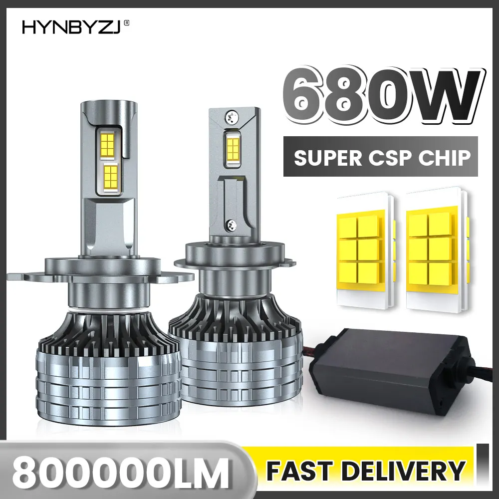 

HYNBYZJ 680W H7 LED Canbus Car Headlight Super H11 H4 H1 9012 HB3 9005 9006 9007 9008 Lights Plug-N-Play Bulbs 6000K Auto Lamp