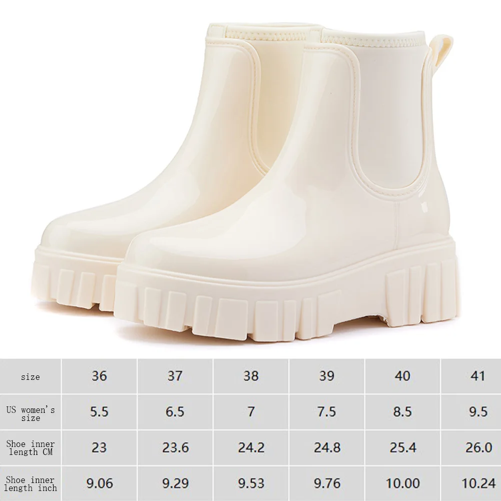 Women's Short Rain Boots Anti-Slipping Chelsea Rainboots Slip On Garden Shoes Ankle Rain Shoes Outdoor Travel Shoes On Rainy Day