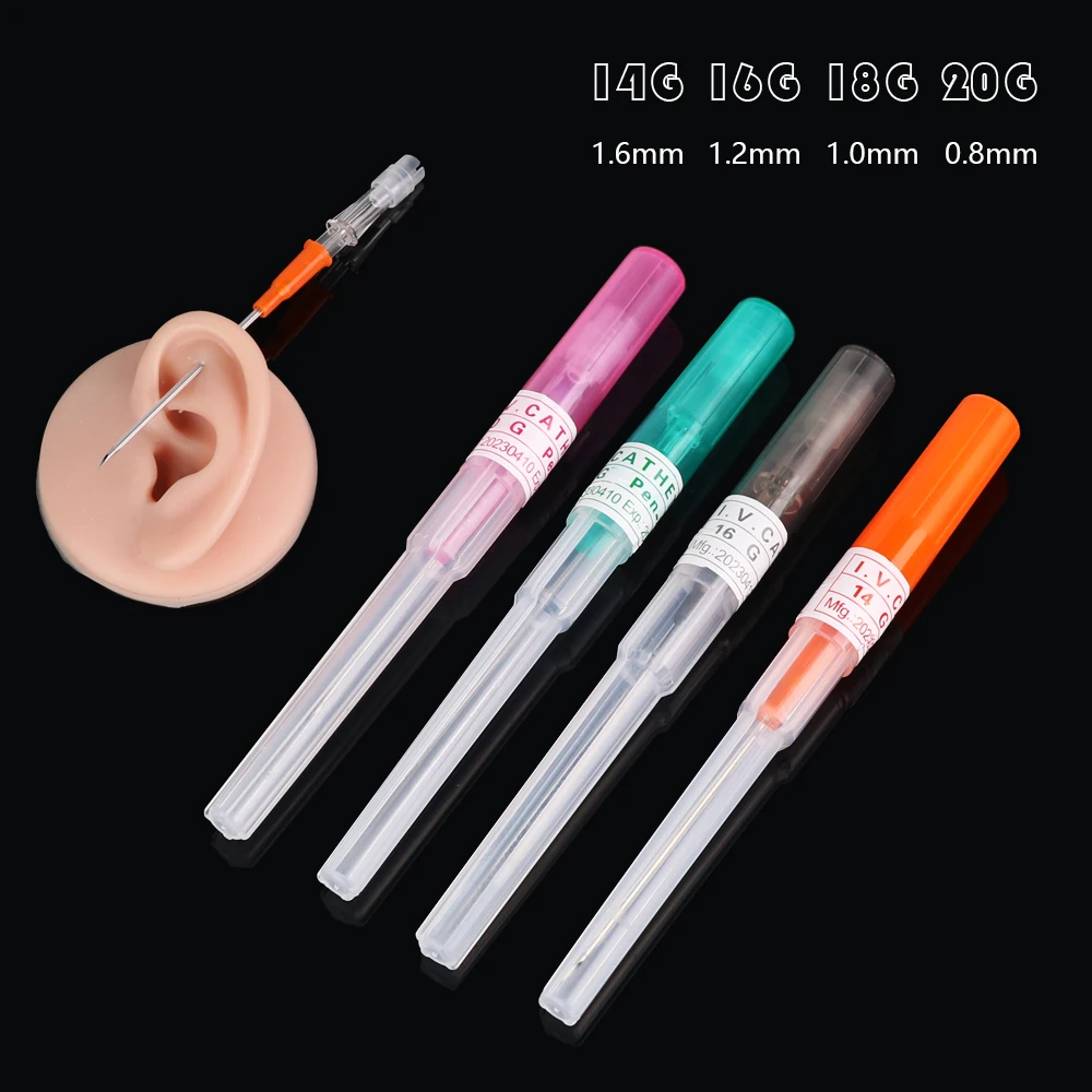 1PCS Sterile Disposable Piercing Needles Body Piercing Tool Ear Nose Mouth Navel Tattoo Needles Kit 14G 16G 18G 20G 22G