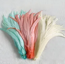Natural 50pcs Rooster Tail Feather Plumes 25-45CM 10-18inch Beige DIY Dyed Cock Tail Clothing Accessories Jewelry Performance